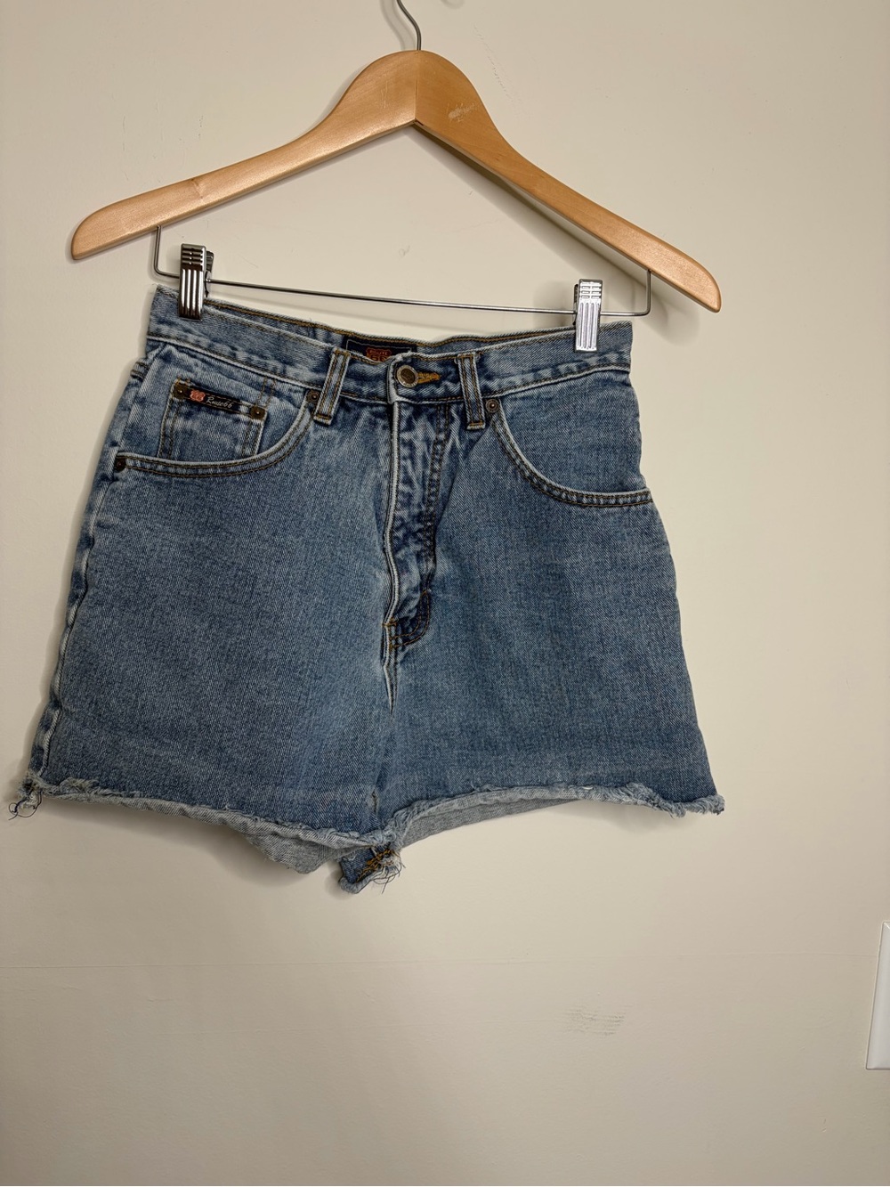 Vintage Route 66 Denim High-Rise Blue Women's Shorts western boho